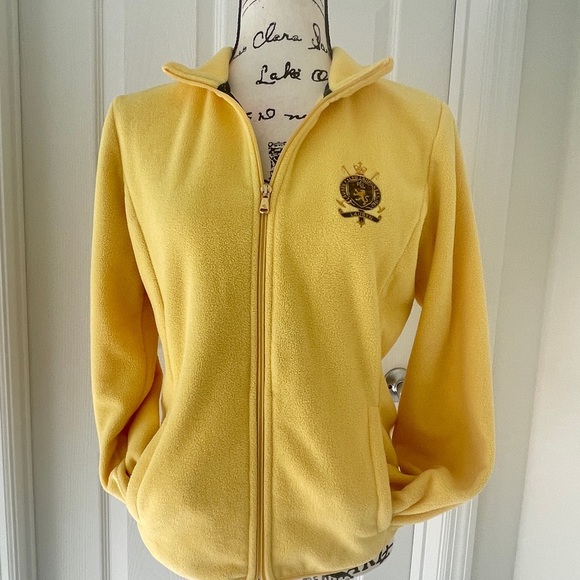 Y2K 90’s Lauren Ralph Lauren Fleece Jacket Lyon Crest Crown Embroidered Sz M - Picture 4 of 15